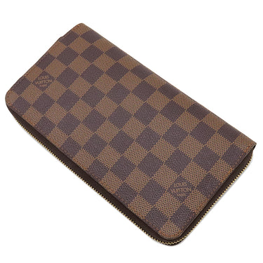 ルイヴィトン LOUIS VUITTON ジッピーオーガナイザー N60003 エベヌ ダミエキャンバス 長財布 ゴールド金具 茶
