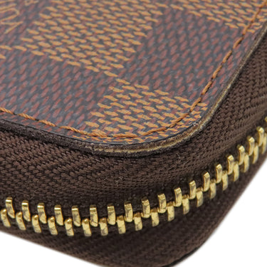 ルイヴィトン LOUIS VUITTON ジッピーオーガナイザー N60003 エベヌ ダミエキャンバス 長財布 ゴールド金具 茶