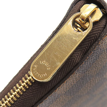 ルイヴィトン LOUIS VUITTON ジッピーオーガナイザー N60003 エベヌ ダミエキャンバス 長財布 ゴールド金具 茶