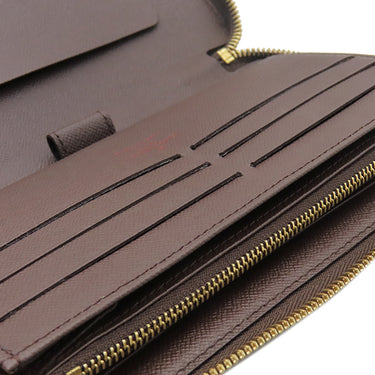 ルイヴィトン LOUIS VUITTON ジッピーオーガナイザー N60003 エベヌ ダミエキャンバス 長財布 ゴールド金具 茶