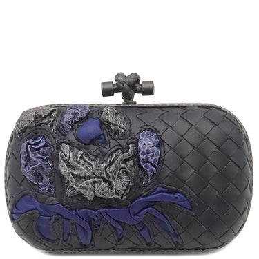 ボッテガヴェネタ BOTTEGA VENETA インペロ ノット ブラック レザー クラッチバッグ マットブラック金具 黒 限定品