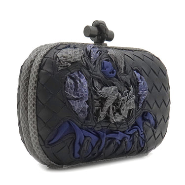 ボッテガヴェネタ BOTTEGA VENETA インペロ ノット ブラック レザー クラッチバッグ マットブラック金具 黒 限定品