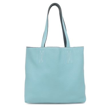 エルメス HERMES ドゥブルセンス 28 ブルーアトール×コールヴェール トリヨンクレマンス トートバッグ 水色 紺 リバーシブル