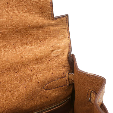 エルメス HERMES ケリー35 内縫い チェスナッツ オーストリッチ 2WAYバッグ ゴールド金具 茶