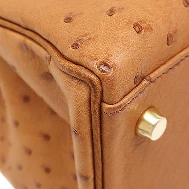 エルメス HERMES ケリー35 内縫い チェスナッツ オーストリッチ 2WAYバッグ ゴールド金具 茶