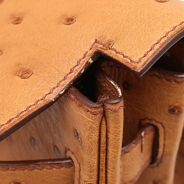 エルメス HERMES ケリー35 内縫い チェスナッツ オーストリッチ 2WAYバッグ ゴールド金具 茶