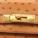 エルメス HERMES ケリー35 内縫い チェスナッツ オーストリッチ 2WAYバッグ ゴールド金具 茶