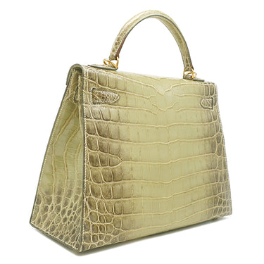 エルメス HERMES ケリー32 内縫い ヴェールセラドンナチュラ ニロティカス 2WAYバッグ ゴールド金具 薄緑 グラデーション クロコ ハンドバッグ ショルダー