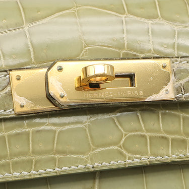 エルメス HERMES ケリー32 内縫い ヴェールセラドンナチュラ ニロティカス 2WAYバッグ ゴールド金具 薄緑 グラデーション クロコ ハンドバッグ ショルダー