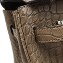 エルメス HERMES バーキン30 オリガン アリゲーターマット ハンドバッグ シルバー金具 茶