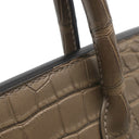 エルメス HERMES バーキン30 オリガン アリゲーターマット ハンドバッグ シルバー金具 茶