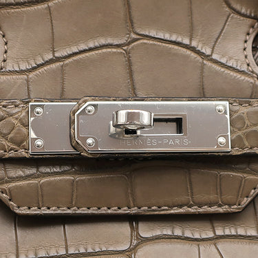 エルメス HERMES バーキン30 オリガン アリゲーターマット ハンドバッグ シルバー金具 茶