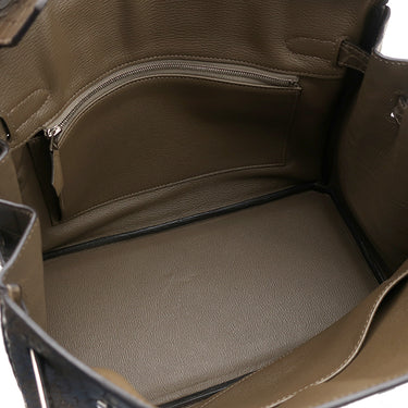 エルメス HERMES バーキン30 オリガン アリゲーターマット ハンドバッグ シルバー金具 茶
