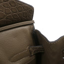 エルメス HERMES バーキン30 オリガン アリゲーターマット ハンドバッグ シルバー金具 茶