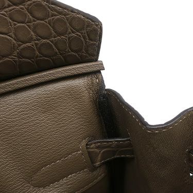 エルメス HERMES バーキン30 オリガン アリゲーターマット ハンドバッグ シルバー金具 茶