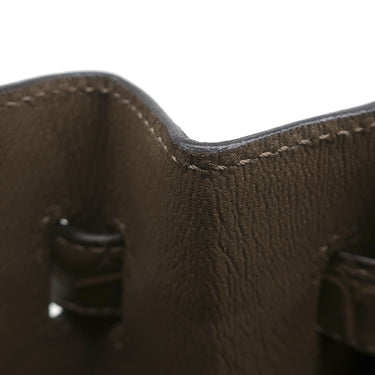 エルメス HERMES バーキン30 オリガン アリゲーターマット ハンドバッグ シルバー金具 茶