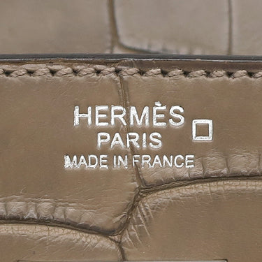 エルメス HERMES バーキン30 オリガン アリゲーターマット ハンドバッグ シルバー金具 茶