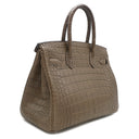 エルメス HERMES バーキン30 オリガン アリゲーターマット ハンドバッグ シルバー金具 茶