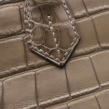 エルメス HERMES バーキン30 オリガン アリゲーターマット ハンドバッグ シルバー金具 茶