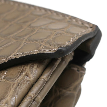 エルメス HERMES バーキン30 オリガン アリゲーターマット ハンドバッグ シルバー金具 茶