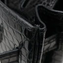 エルメス HERMES バーキン30 ブラック ポロサス ハンドバッグ シルバー金具 黒 クロコ