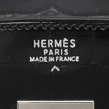 エルメス HERMES バーキン30 ブラック ポロサス ハンドバッグ シルバー金具 黒 クロコ
