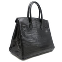 エルメス HERMES バーキン30 ブラック ポロサス ハンドバッグ シルバー金具 黒 クロコ