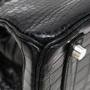 エルメス HERMES バーキン30 ブラック ポロサス ハンドバッグ シルバー金具 黒 クロコ