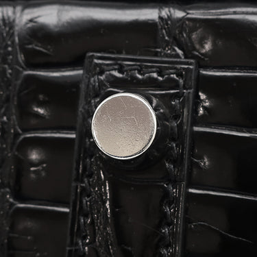 エルメス HERMES バーキン30 ブラック ポロサス ハンドバッグ シルバー金具 黒 クロコ