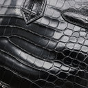 エルメス HERMES バーキン30 ブラック ポロサス ハンドバッグ シルバー金具 黒 クロコ