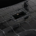 エルメス HERMES バーキン30 ブラック ポロサス ハンドバッグ シルバー金具 黒 クロコ