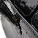 エルメス HERMES バーキン30 ブラック ポロサス ハンドバッグ シルバー金具 黒 クロコ