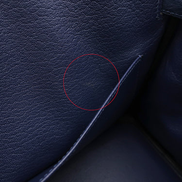 エルメス HERMES バーキン25 ネイビー系 オーストリッチ ハンドバッグ シルバー金具 紺