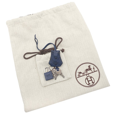 エルメス HERMES バーキン25 ネイビー系 オーストリッチ ハンドバッグ シルバー金具 紺