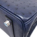 エルメス HERMES バーキン25 ネイビー系 オーストリッチ ハンドバッグ シルバー金具 紺