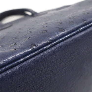 エルメス HERMES バーキン25 ネイビー系 オーストリッチ ハンドバッグ シルバー金具 紺