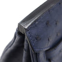 エルメス HERMES バーキン25 ネイビー系 オーストリッチ ハンドバッグ シルバー金具 紺