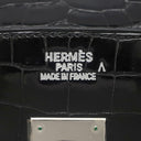 エルメス HERMES バーキン 35 ブラック ポロサス ハンドバッグ シルバー金具 黒 クロコ