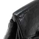 エルメス HERMES バーキン 35 ブラック ポロサス ハンドバッグ シルバー金具 黒 クロコ