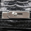 エルメス HERMES バーキン 35 ブラック ポロサス ハンドバッグ シルバー金具 黒 クロコ