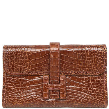 エルメス HERMES ジジェ ミニ クラッチ ミール アリゲーター クラッチバッグ 茶 ミニセカンドバッグ