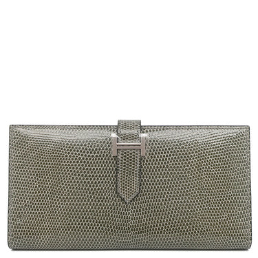 エルメス HERMES ベアンスフレ グリフォンセ リザード 長財布 シルバー金具 二つ折り財布