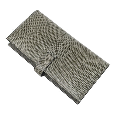 エルメス HERMES ベアンスフレ グリフォンセ リザード 長財布 シルバー金具 二つ折り財布