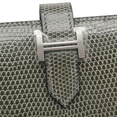 エルメス HERMES ベアンスフレ グリフォンセ リザード 長財布 シルバー金具 二つ折り財布