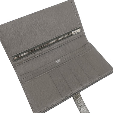 エルメス HERMES ベアンスフレ グリフォンセ リザード 長財布 シルバー金具 二つ折り財布