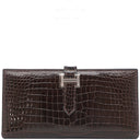 エルメス HERMES ベアンスフレ ブラウン系 ポロサス 長財布 シルバー金具 茶 二つ折り財布