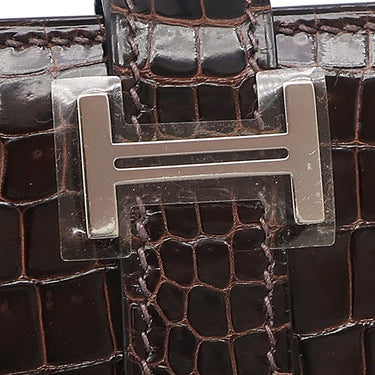 エルメス HERMES ベアンスフレ ブラウン系 ポロサス 長財布 シルバー金具 茶 二つ折り財布