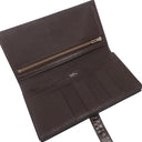 エルメス HERMES ベアンスフレ ブラウン系 ポロサス 長財布 シルバー金具 茶 二つ折り財布