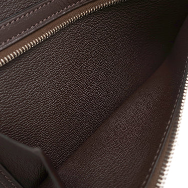 エルメス HERMES ベアンスフレ ブラウン系 ポロサス 長財布 シルバー金具 茶 二つ折り財布