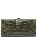 エルメス HERMES ベアンスフレ グリーン系 アリゲーター 長財布 深緑 二つ折り財布